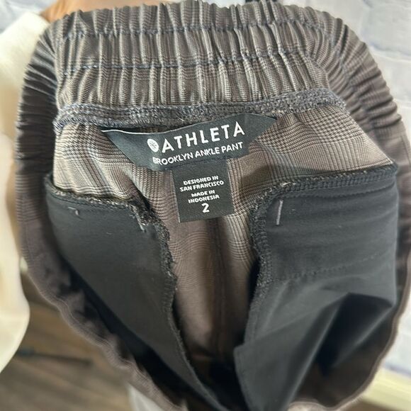 ✨ Athleta Brooklyn Plaid Ankle Pants w/ Black Stripe Size 2 - Picture 5 of 5